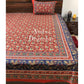 Red Bagru Floral Motifs Bedsheet