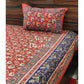 Red Bagru Floral Motifs Bedsheet