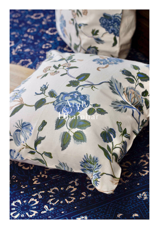 Blue Floral Motifs Cushion Covers
