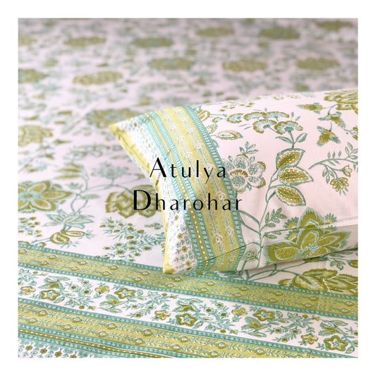 Green Floral Motifs Bedsheet