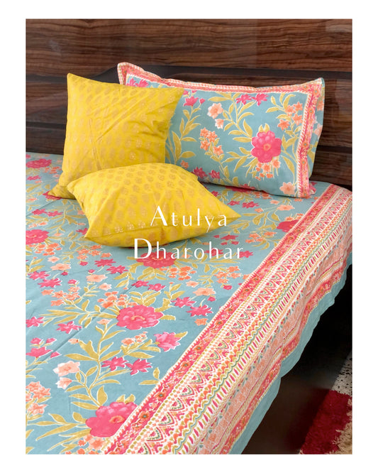 Green and Golden Butti Cushion Covers