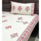 Pink Floral Motifs Hand Block Printed Bedsheet