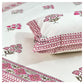 Pink Floral Motifs Hand Block Printed Bedsheet