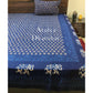 Indigo Butti with Elephant Border Hand Block Printed Bedsheet 100x108 inches