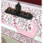 Pink Floral Jaal Hand Block Printed Dining Table Cover