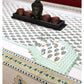 Turquoise and Green Floral Motifs Hand Block Printed Dining Table Cover