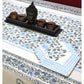 Blue and Grey Floral Jaal Hand Block Printed Dining Table Cover