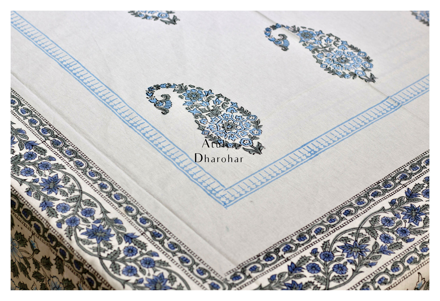 Paisley Motifs Hand Block Printed Dining Table Cover