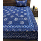 Indigo Paisley Motifs Hand Block Printed Bedsheet 100x108 inch