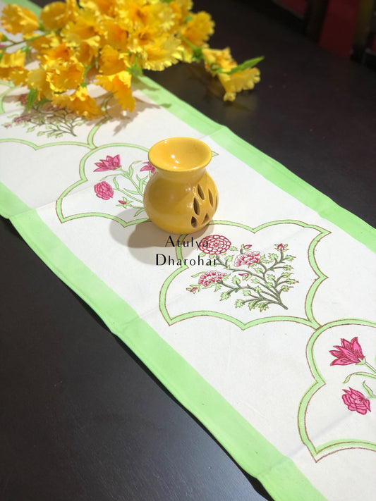 Mughal Motifs Hand Block Printed Dining Table Runner