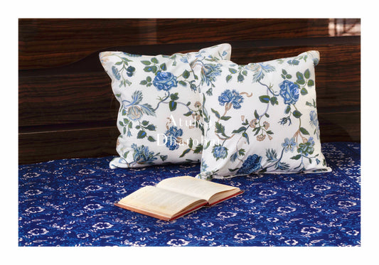 Blue Floral Motifs Cushion Covers