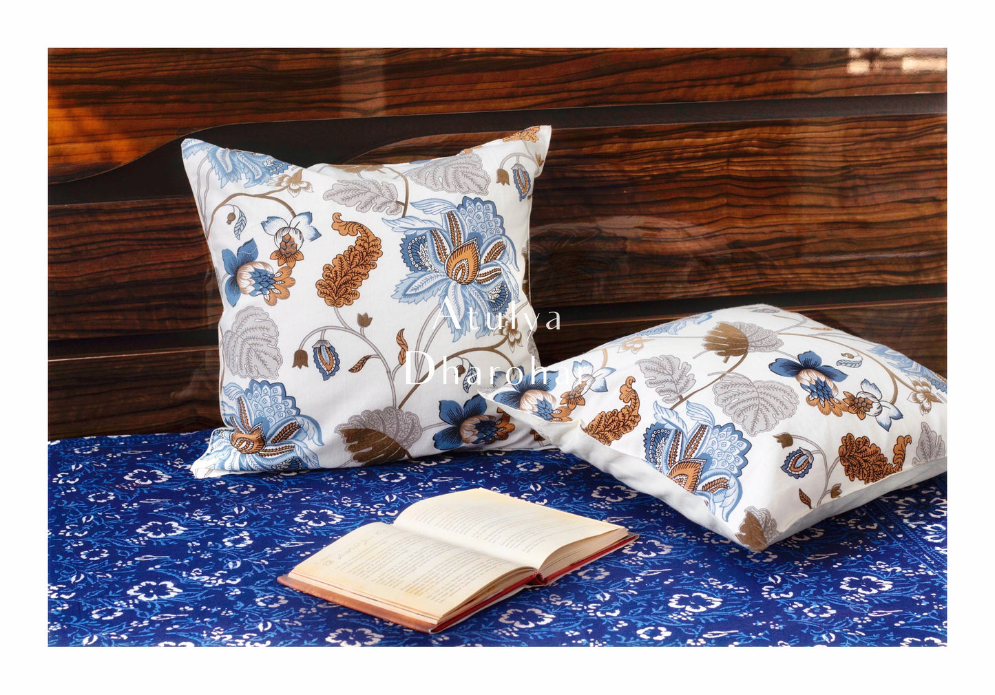 Blue Floral Cushion Covers