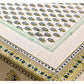 Turquoise and Green Floral Motifs Hand Block Printed Dining Table Cover