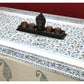 Blue and Grey Floral Jaal Hand Block Printed Dining Table Cover