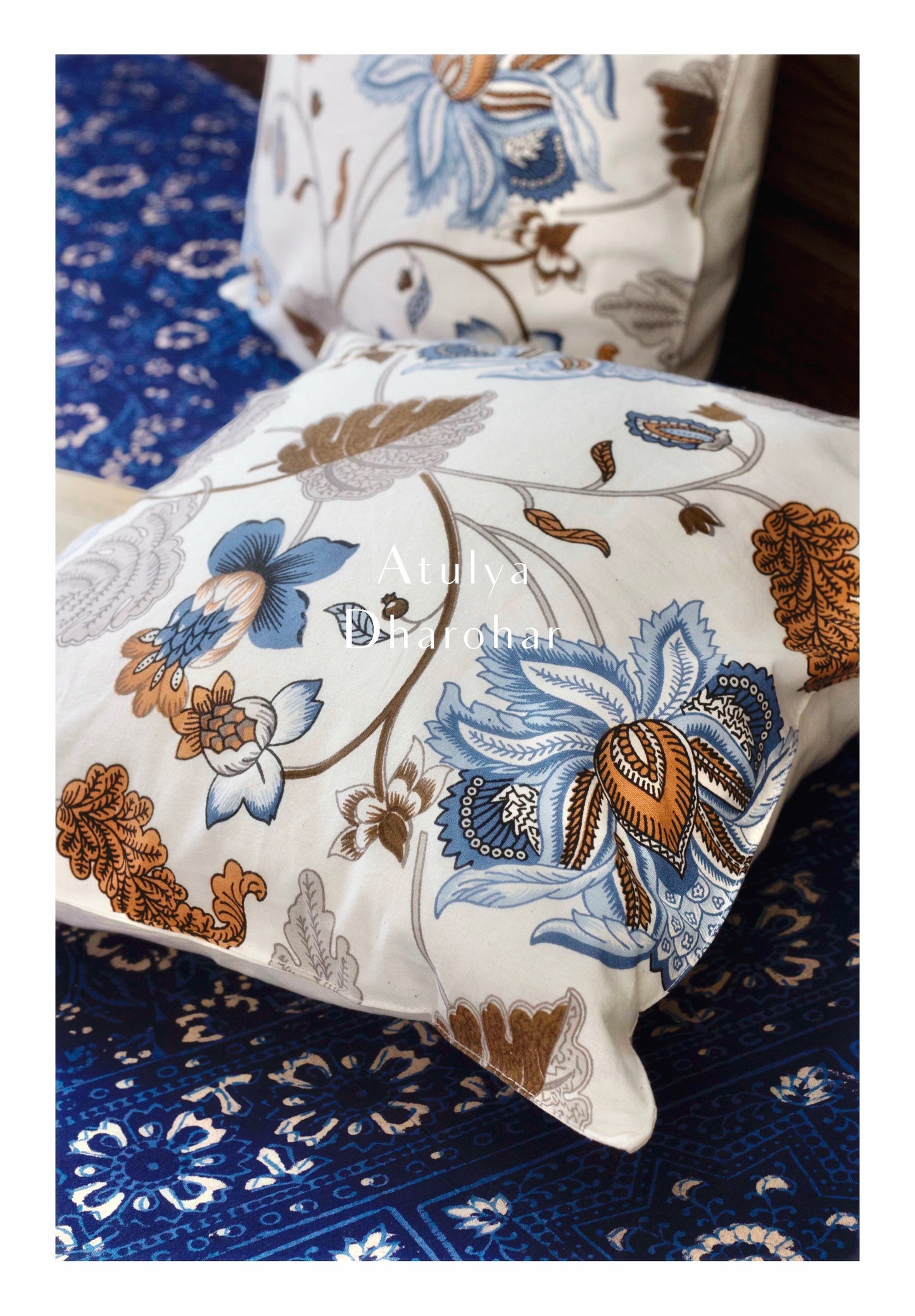 Blue Floral Cushion Covers