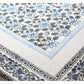 Blue and Grey Floral Jaal Hand Block Printed Dining Table Cover