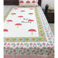 Pink Umbrella Motifs Hand Block Printed Bedsheet