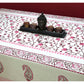 Pink Floral Jaal Hand Block Printed Dining Table Cover